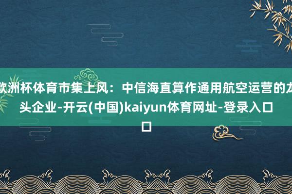 欧洲杯体育市集上风：中信海直算作通用航空运营的龙头企业-开云(中国)kaiyun体育网址-登录入口