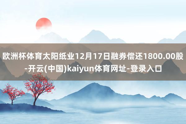 欧洲杯体育太阳纸业12月17日融券偿还1800.00股-开云(中国)kaiyun体育网址-登录入口