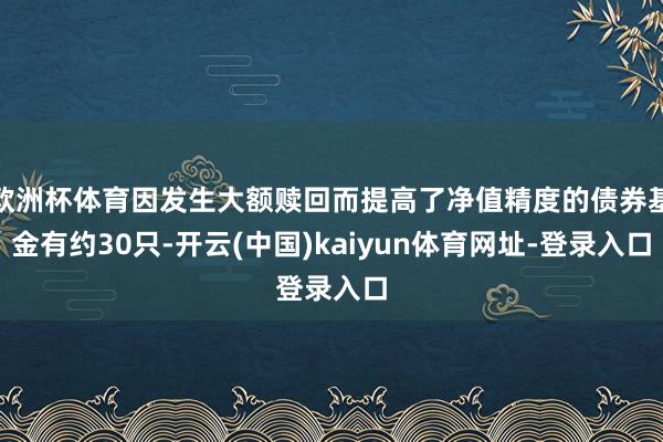 欧洲杯体育因发生大额赎回而提高了净值精度的债券基金有约30只-开云(中国)kaiyun体育网址-登录入口